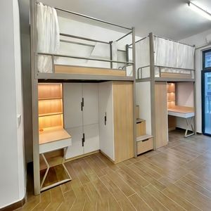 <span class=keywords><strong>Lit</strong></span> superposé pour étudiants en dortoir universitaire avec table sous le <span class=keywords><strong>lit</strong></span>, construction métallique, design minimaliste pour usage scolaire - Product Image 4