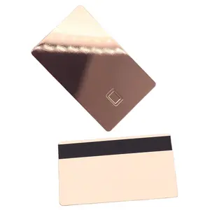 EMV Slot Chip Magnetic strip 24K Mirror Rose Gold 4442/4428 Chip Credit Card Blank Square Slot Metal business card blank