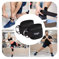 Sangles de cheville réglables en néoprène rembourré avec logo personnalisé et anneau en D pour machines à câble de gym et entraînement musculaire