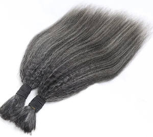 Extensions de <span class=keywords><strong>cheveux</strong></span> humains vierges brésiliens gris argent foncé, lisses, double épaisseur, <span class=keywords><strong>à</strong></span> clipser sans couture, couleur sel et poivre - Product Image 1