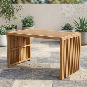Mesa de Comedor Moderna de Teca para Exteriores con Listones Pequeños para Uso en Patio VDT 031 - Product Image 2