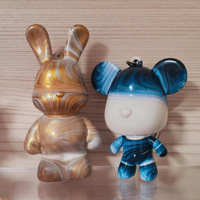 Artecho Best Seller DIY Créatif Porte-clés en résine animaux Lapin et Ours mignons Figurines à peindre Jouets Motif fluide Lapin et Ours