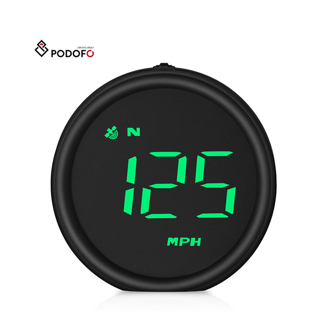 Podofo Auto Head-up Display Universal Vehicle Dash Board Speed Indicator HD Car HUD GPS Digital Speedometer Green/White Factory