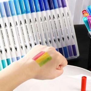 Wholesale 60-<b>Color</b> Dual Nib Water Colour Brush <b>Pen</b> Set Cylinder Paper Tube Package for Kids Drawing Art Markers Factory Price - Product Image 4