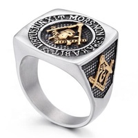 Anillos de Acero Inoxidable con Acabado Vintage de la Tienda Yiwu Aceon Alibaba, Anillos Masónicos con Grabado de la Libertad para Hombre
