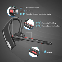 Venta al por mayor QCC5.2 manos libres de un solo oído auricular Bluetooth auriculares de negocios auriculares inalámbricos Bluetooth con estuche de carga de 500mAh