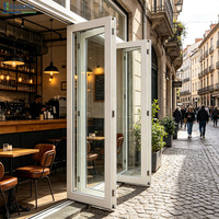 Porte patio multi-plaques en aluminium anti-ouragan, porte patio pliante à rupture de pont thermique pour hôtel, villa, bureau, porte de balcon robuste