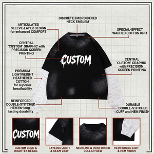 <span class=keywords><strong>T</strong></span>-<span class=keywords><strong>shirt</strong></span> da <span class=keywords><strong>uomo</strong></span> personalizzabile oversize in <span class=keywords><strong>cotone</strong></span> pesante a doppio strato a maniche lunghe, stile streetwear, con grafiche di design - Product Image 4
