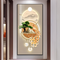 Peintures murales d'ombres avec lumière entourée de peintures décoratives lumineuses, peinture en porcelaine de cristal, art mural, décoration intérieure