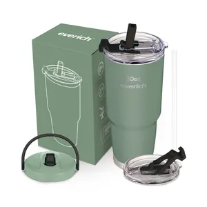 Custom Logo 30 oz Creative Fashion 304 Stainless Steel Coffee Mugs Vacuum Insulated Tumbler with Straw Lid