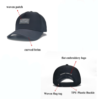 Casquettes de chapeaux de camionneur vintage à bord incurvé non structuré à 5 panneaux avec logo de patch d'étiquette tissé personnalisé