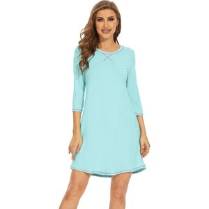 Camisón de Manga 3/4 Personalizado para Mujer, Viscosa de Bambú, Camiseta de Dormir Refrescante, Vestido de Pijama Suave, Tallas S-XXL - Product Image 1