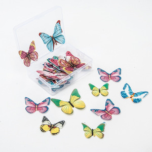 24 pièces de papillon <span class=keywords><strong>comestible</strong></span> pour <span class=keywords><strong>décoration</strong></span> de Cupcake, gaufres en papier pour <span class=keywords><strong>décoration</strong></span> de gâteau d'anniversaire de mariage - Product Image 1