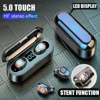 F9 kulaklık 9D Hifi Stereo LED ekran su geçirmez kulak kulaklık BT 5.0 TWS F9 kablosuz kulaklık