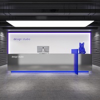 Comptoir de réception en acier inoxydable de style minimaliste moderne pour salle de sport, studio de danse, entreprise, salon de coiffure, magasin de vêtements, bar, caisse