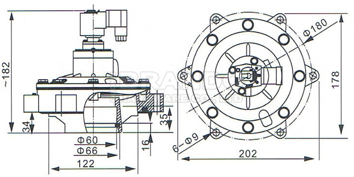 CA50MM 2'' Submerged Pulse Jet Valve 24V DC 220V AC For Dust Collector