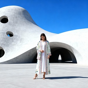 Robe Abaya élégante en polyester avec strass thermocollants de haute qualité pour femmes musulmanes, vente en gros personnalisée ODM, nouveau style - Product Image 4