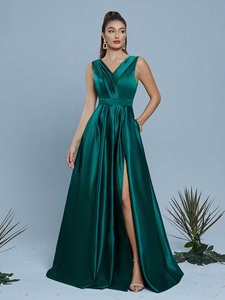 Abito da <span class=keywords><strong>festa</strong></span> da donna di lusso leggero, nuovo modello 2026, in cashmere, plissettato, a trapezio, lungo fino al pavimento, per il commercio estero transfrontaliero - Product Image 6