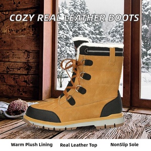 Nouveaux modèles de bottes d'hiver et d'automne unisexes, mode, fourrées, de haute qualité, confortables, pour l'extérieur, en cuir fendu, grandes tailles jusqu'à 47 - Product Image 2