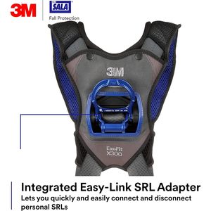 เสื้อกั๊กนิรภัย 3M X300 X-style พร้อมห่วงเหล็ก D-ring ปรับความยาวได้ เชื่อมต่อรวดเร็ว รับน้ำหนักได้ 1200 กก. ป้องกันการตก ใช้ได้ทั้งชายและหญิง - Product Image 6