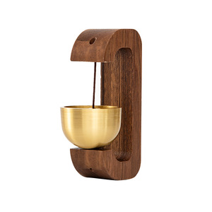 Japanese Style Wooden Doorbell With Brass Bell 7.5x5x2cm Magnetic Entrance Reminder For Home Decor - Product Image 5