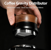 Distributeur de café à 3 lames avec couvercle en bois massif, niveleur de poudre d'espresso par gravité, outil de barista 51mm 53mm 58mm