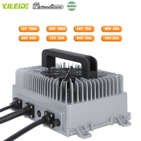 Chargeur de batterie au lithium étanche avec prise US 4S 12,8V LiFePO4 LFP 14,6V 12V 100A avec bornes à anneau M8