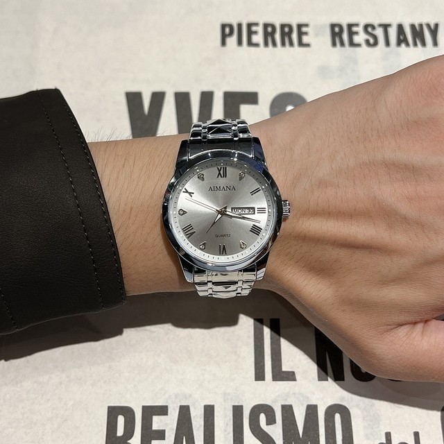 Classic Analog Quartz Wrist Watch for Men With Round Dial Stainless Steel Case Date Display Water Resistant