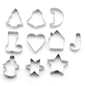Utensilios de Repostería, 10 Piezas, Moldes para Pastel de Acero Inoxidable con Forma de Árbol de Navidad, Corazón y Estrella, Moldes 3D para Galletas - Product Image 5