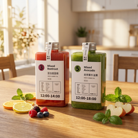 Bouteille de jus en plastique plate carrée à usage unique, transparente en PET, pour thé au lait, jus, et gobelets minceur en plastique pour jus