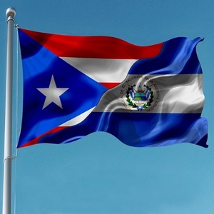 Benutzer definierte 3x5 Ft doppelseitig bedruckte Flaggen Puerto Rican Puerto Rico & El Salvador National Innen/Außen Polyester Stoff Flaggen - Product Image 1