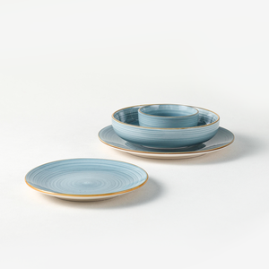<span class=keywords><strong>Service</strong></span> de table complet en grès céramique rustique OEM <span class=keywords><strong>bleu</strong></span> pour 6 personnes - Idéal pour les restaurants - Product Image 3