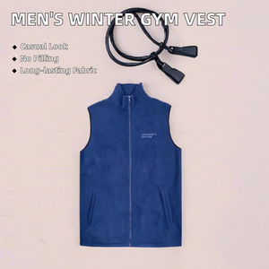 Chaleco Cargo de Invierno para Hombre, Talla Grande, Estilo Básico, Informal, de Lona, con Cierre de Cremallera, para Gimnasio, Ropa Exterior para Otoño - Product Image 3