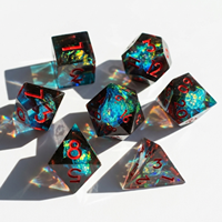 Mini Dés Polyédriques en Résine Vert Ambre Minuit pour D&D, 1 pièce, à Bords Tranchants, pour Jeux de Table RPG Dungeons & Dragons et Fêtes