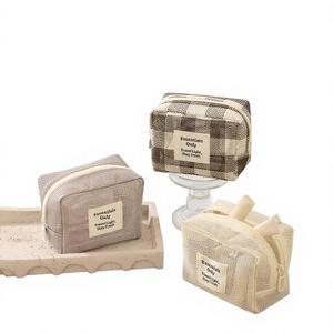 Mesh <b>Makeup</b> Bag with Zipper Closure and Soft Handle Eco-Friendly Small Size Portable Cosmetic Organizer <b>for</b> Travel <b>Storage</b> - Product Image 4