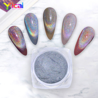 Poudre de gel pour ongles YICAI 9D effet œil de chat, pigment holographique magnétique, couleur changeante, pigment laser arc-en-ciel, revêtement en oxyde de fer
