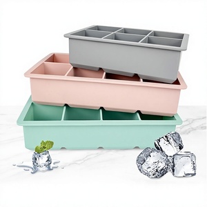 Tapa de silicona de grado alimenticio más vendida para bandeja de cubitos de hielo con molde cuadrado de 4/6/8 compartimentos de fácil desmolde para hacer hielo - Product Image 1