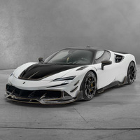 Omcar Ferrari SF90 Generasi Pertama Upgrade M Style Serat Karbon Kering Finishing Poles Lip Spoiler Depan, Diffuser Belakang, Spoiler Body Kit 1