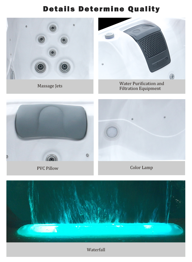 Acrylic Outdoor Whirlpool Massage Hot Tub With Underwater LED Light