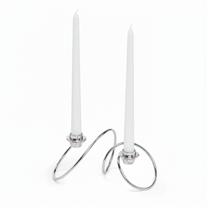 Nuevo portavelas de metal plateado estándar 2k25, ideal para Decoración de mesa, que ofrece una base equilibrada y un aspecto agradable para uso regular - Product Image 1