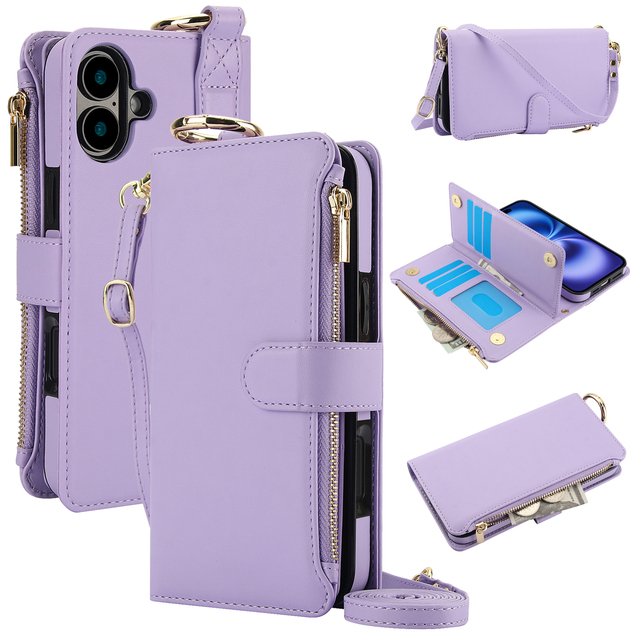 Stylish Street Fashion Crossbody Wallet Case Slim Fit PU Leather Magnetic Flip Card Slots Cash Pocket Anti-Scratch Lens