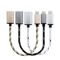 Kabel Adaptor USB C OTG 2 in 1 Metal Braided Micro USB Type C Type-C 3.1 Male ke USB 3.0 2.0 Female, Konektor Sinkronisasi Data