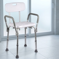 Tabouret de douche en aluminium de qualité supérieure, hauteur réglable, accoudoirs, pieds antidérapants, banc de bain pour personnes âgées