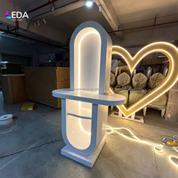 LEDA Fournitures de mariage modernes, ensemble de table à dessert en acrylique PVC blanc, table de toile de fond pour événements et décoration