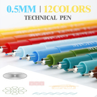 Stylos feutres professionnels 12 couleurs, encre colorée assortie, pointe extra fine 0,1 mm, pour dessin, croquis et traçage sur papier