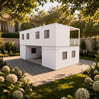 Villa moderne à deux étages en conteneur blanc préfabriqué avec balcon et cour double face pour hôtel de montagne, gîte ou bureau