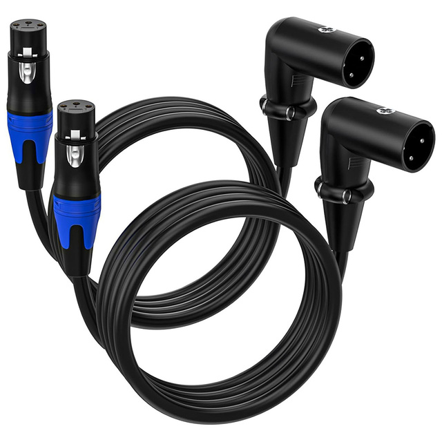 OEM Hot Sale 3 Pin Right Angle XLR Male to XLR Female Splitter Microphone Cannon Audio Cable