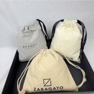 Wholesale Custom Logo Reusable Organic Cotton Jewelry Packaging Small Muslin Calico Canvas <b>Drawstring</b> <b>Pouch</b> Bag Craft - Product Image 6