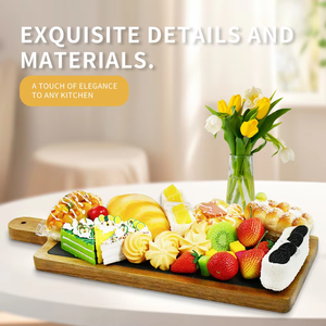 Tablero de charcutería de madera de acacia Natural artesanal de primera calidad, pizarra negra con mango para postre, pastel, frutas, carne de res - Product Image 6