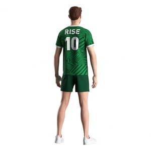 Uniforme de Fútbol Personalizado Transpirable de Diseño Moderno para Hombre, Conjunto de Dos Piezas de Camiseta y Pantalones Cortos Verdes para Jugadores - Product Image 6